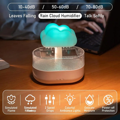 USB Rechargeable Raincloud Humidifier with LED Lights and Rain Sound™
