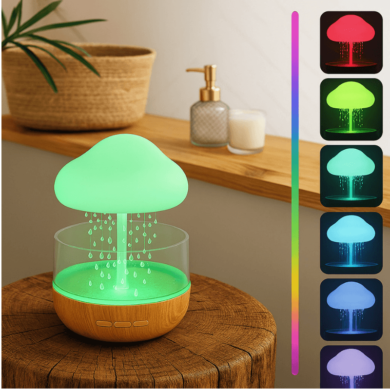 USB Rechargeable Raincloud Humidifier with LED Lights and Rain Sound™